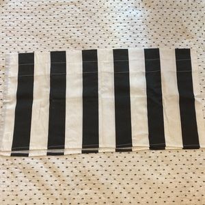 Black white striped window valance